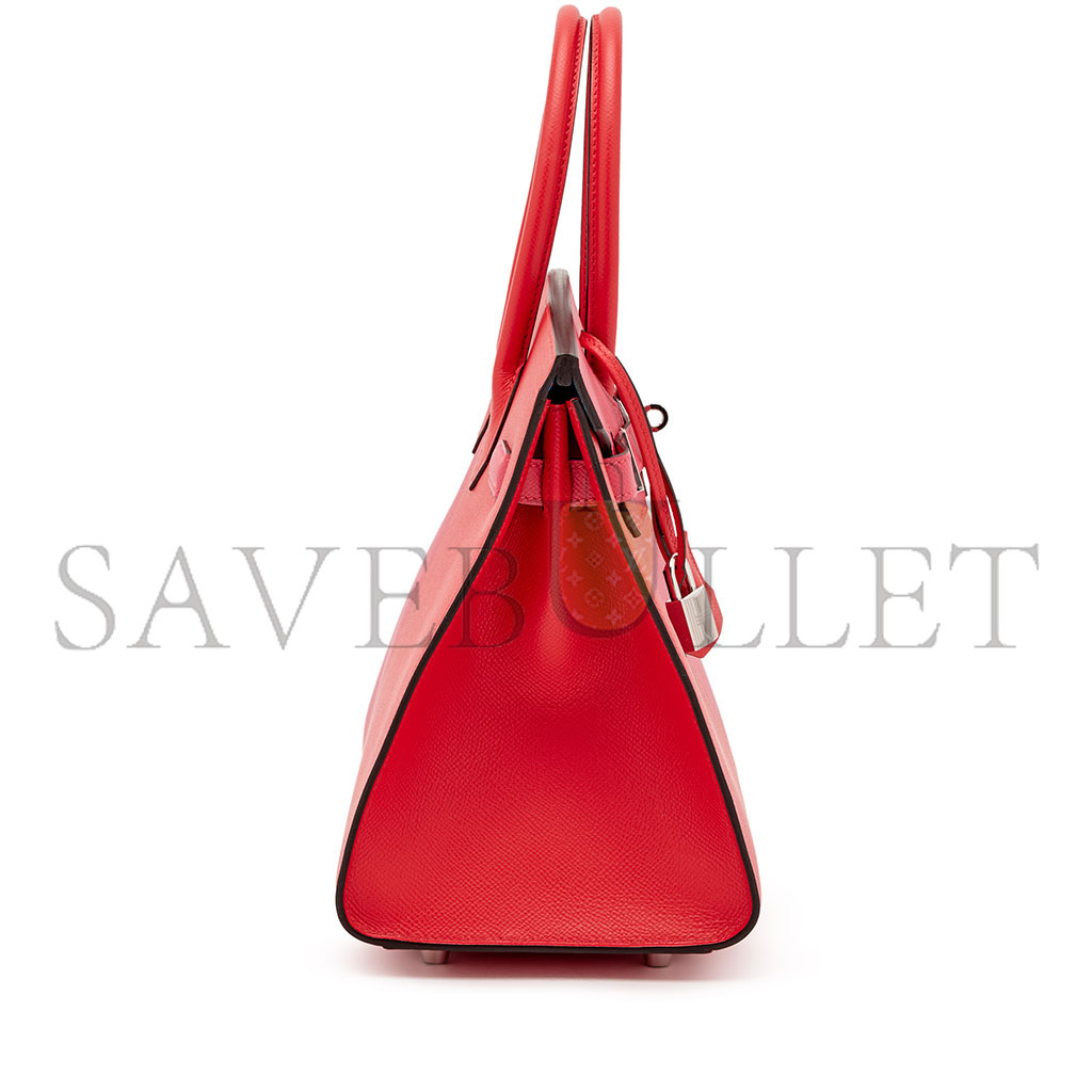 H**mes master birkin 25 epsom in ultra pink and heart red with florida blue interior and silver buckle h028367cc02 (25*18*13cm)